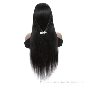 WKSwigs Cheap Human Hair Brazilian Natural Body Wave 4*4 Lace Closure Wig Virgin Mink Brazilian Closure Lace Wig Human Hair